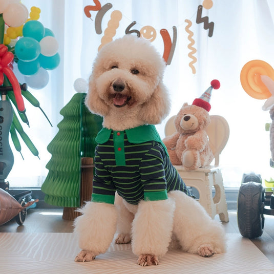 Green Striped Shirt For Large Dog