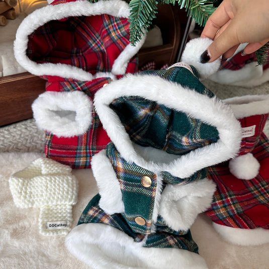 Christmas Plaid Cloak for Small Dogs and Cat