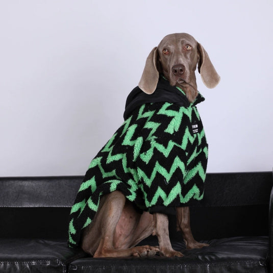 Plaid Fluffy Hoodie For Large Dog