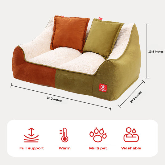 Super Soft - Double Pillows Calming Dog Bed Sofa