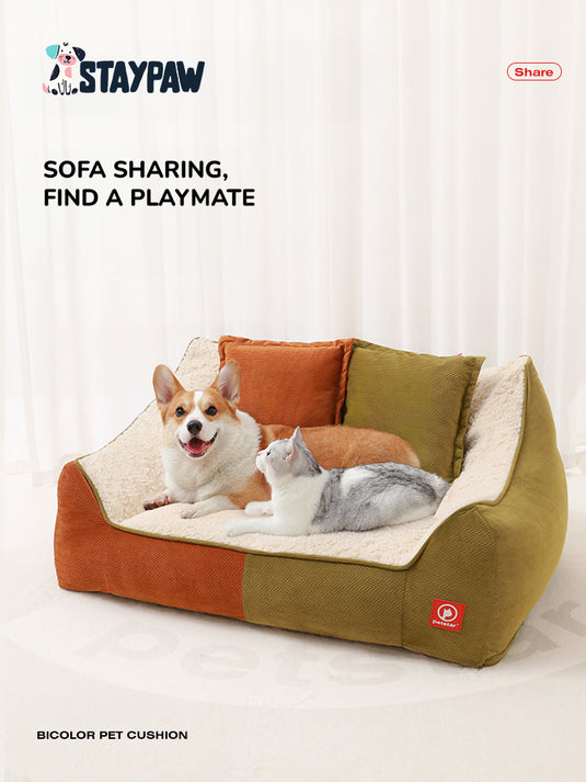 Super Soft - Double Pillows Calming Dog Bed Sofa