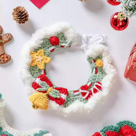 Crocheted Christmas Pet Collar