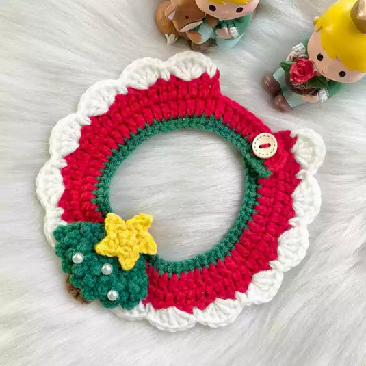 Crocheted Christmas Pet Collar