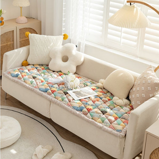 Patchwork Floral Puff Protective Couch Cover