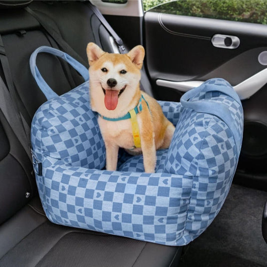 Blue Heart Dog Car Seat