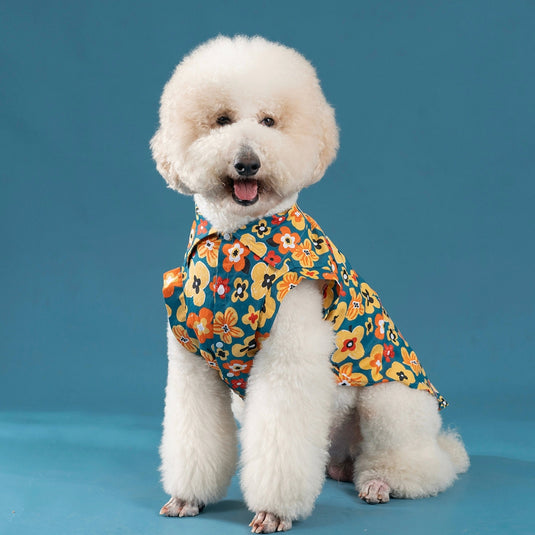 Summer Yellow Flower Shirt For Large Dog