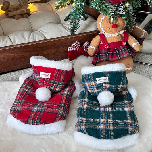 Christmas Plaid Cloak for Small Dogs and Cat