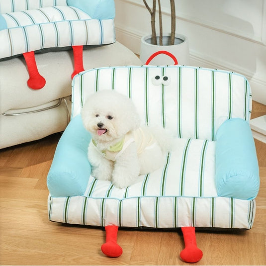 Striped Calming Dog Sofa for Small Dog