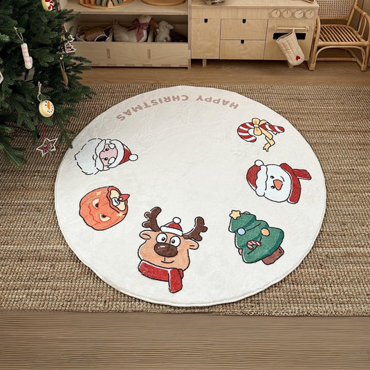 Christmas Thick Soft Multi-Purpose Non-Slip Decorative Home Round Rug