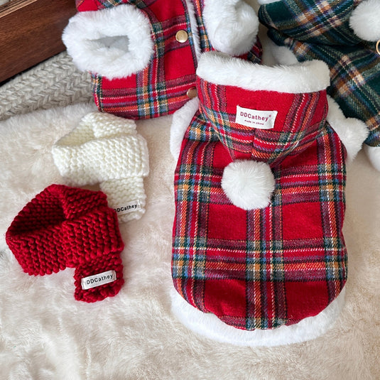 Christmas Plaid Cloak for Small Dogs and Cat