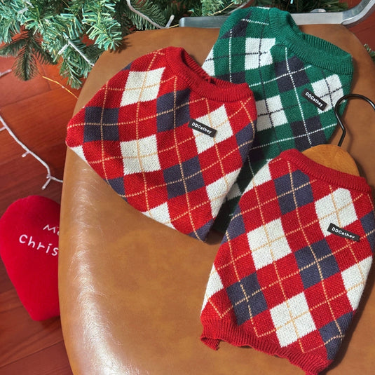 Christmas Plaid Dog Sweater