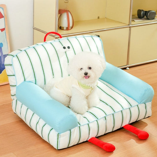 Striped Calming Dog Sofa for Small Dog