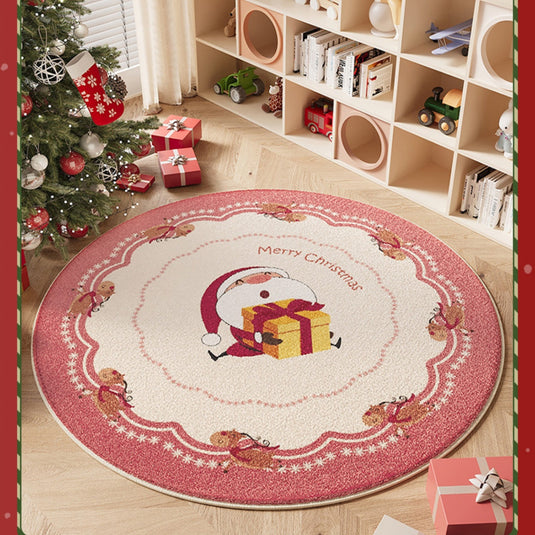 Christmas Thick Soft Multi-Purpose Non-Slip Decorative Home Round Rug