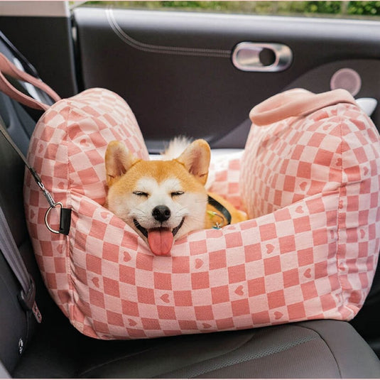 Blue Heart Dog Car Seat