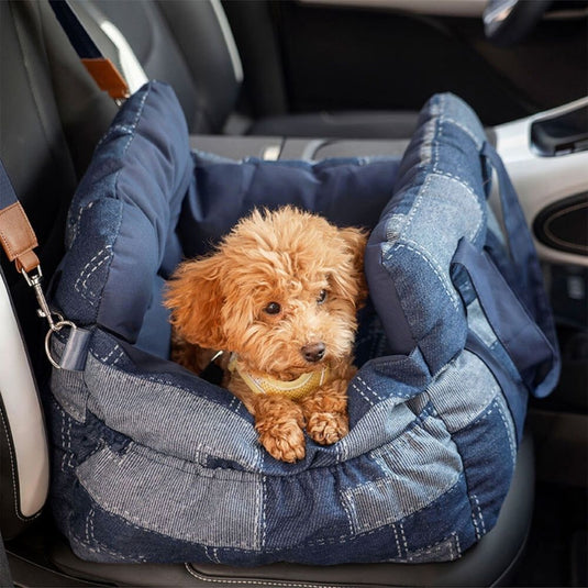 Vintage Denim Patchwork Dog Car Seat