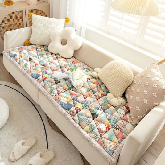 Patchwork Floral Puff Protective Couch Cover