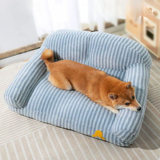 Blue Striped Calming Dog Sofa