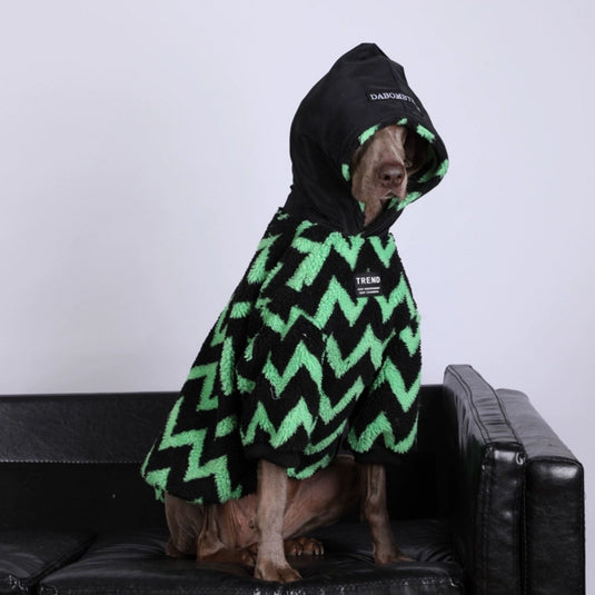 Plaid Fluffy Hoodie For Large Dog