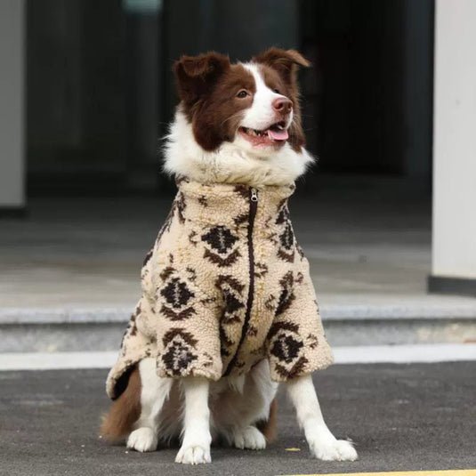 Native Pattern Sherpa Fleece Large Dog Jacket