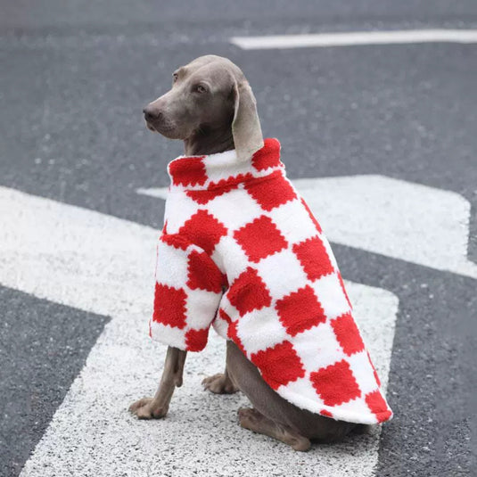 Red and White Fluffy Jacket for Large Dog