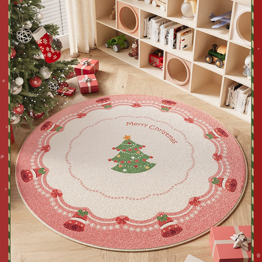 Christmas Thick Soft Multi-Purpose Non-Slip Decorative Home Round Rug