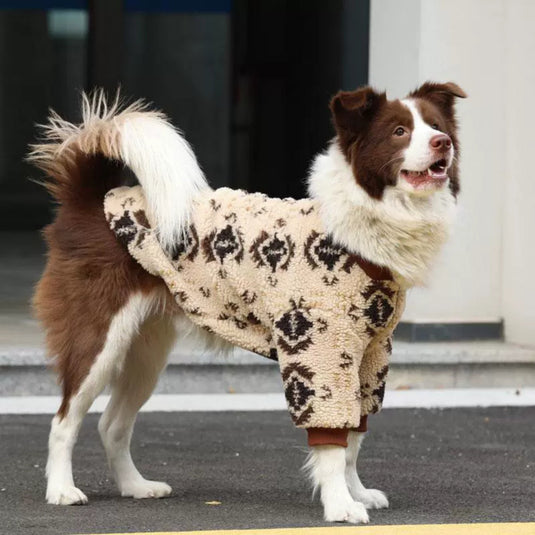 Native Pattern Sherpa Fleece Large Dog Jacket