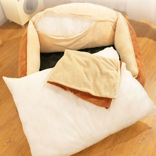 Brown Large Thick Spine Protection Dog Cushion Bed