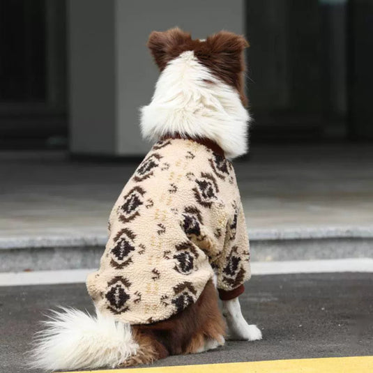 Native Pattern Sherpa Fleece Large Dog Jacket