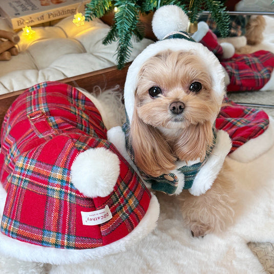 Christmas Plaid Cloak for Small Dogs and Cat