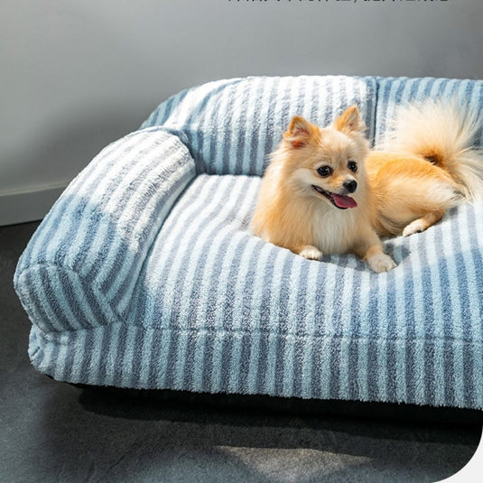 Blue Striped Calming Dog Sofa