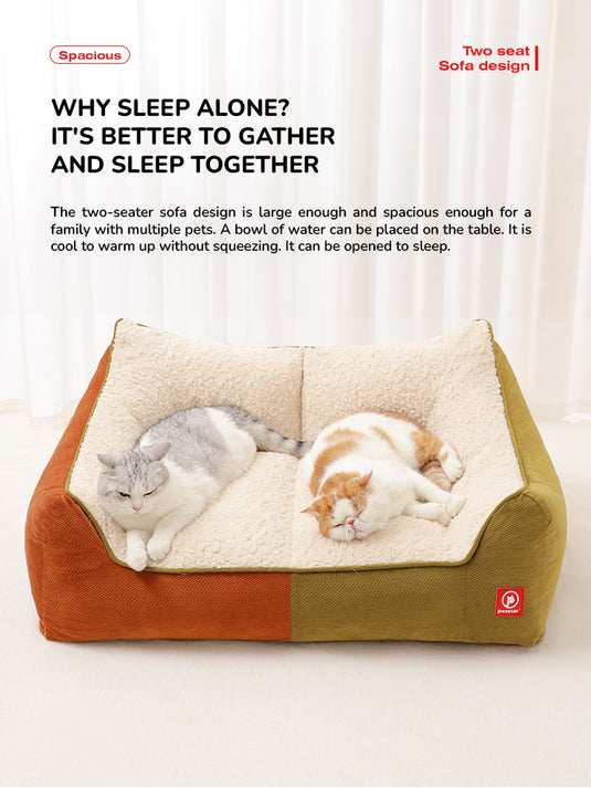 Super Soft - Double Pillows Calming Dog Bed Sofa