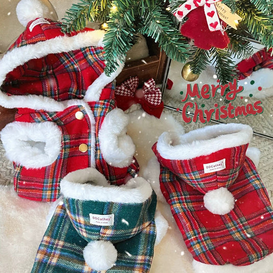 Christmas Plaid Cloak for Small Dogs and Cat