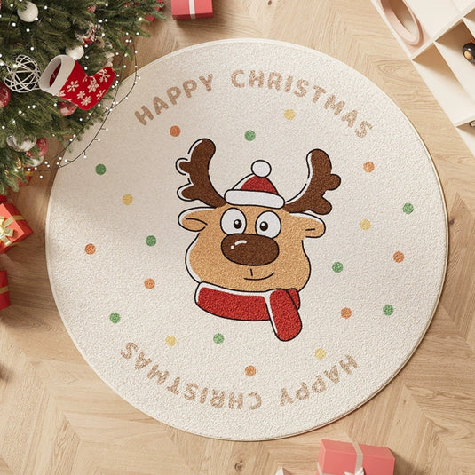 Christmas Thick Soft Multi-Purpose Non-Slip Decorative Home Round Rug