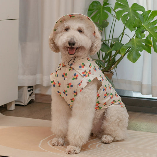 Summer Colorful Flower Shirt For Large Dog