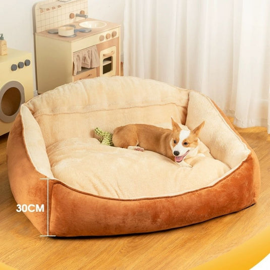 Brown Large Thick Spine Protection Dog Cushion Bed