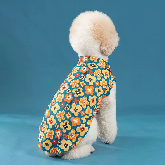 Summer Yellow Flower Shirt For Large Dog