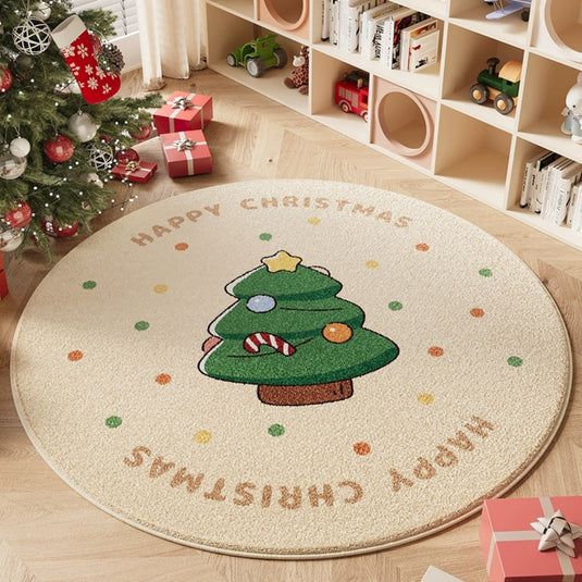 Christmas Thick Soft Multi-Purpose Non-Slip Decorative Home Round Rug