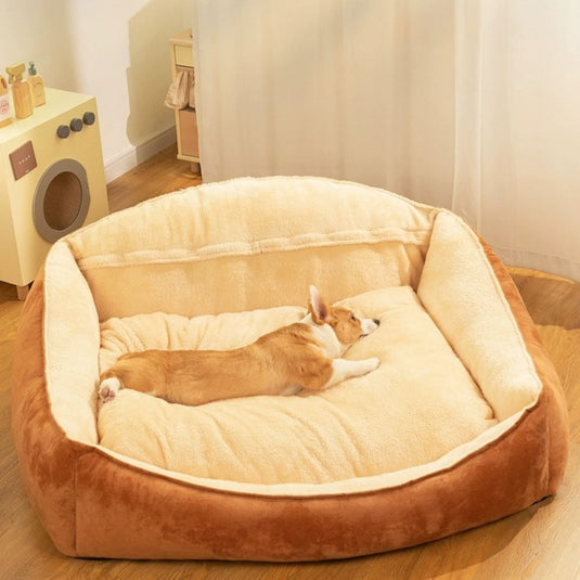 Brown Large Thick Spine Protection Dog Cushion Bed