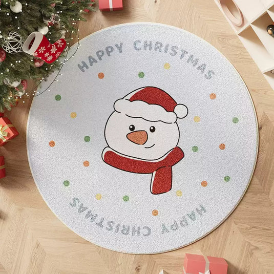 Christmas Thick Soft Multi-Purpose Non-Slip Decorative Home Round Rug