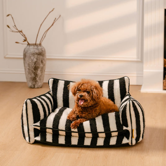 Striped Faux Lambswool Double Layer Dog Sofa