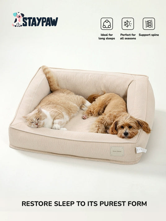 Milk Coffee - Double Pillow Calming Dog Bed Sofa