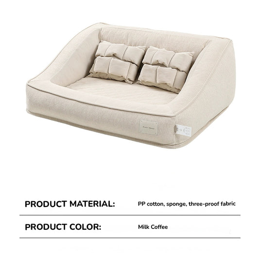 Milk Coffee - Double Pillow Calming Dog Bed Sofa